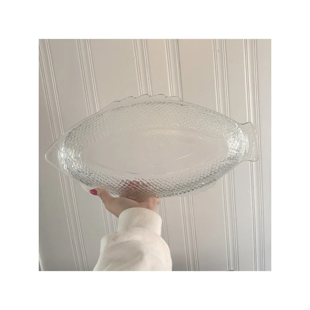 Vintage‎ Glasbake Clear Glass Fish Serving Platter J-241 Large 17 inch USA Made